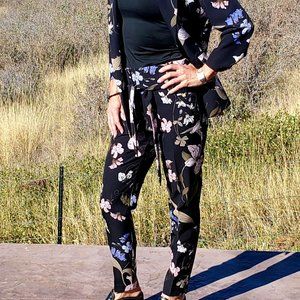 New York & Company Black Floral Spring/Summer Pantsuit.